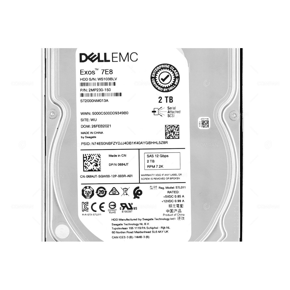 684JT G14  DELL HDD 2TB 7.2K SAS 12G 3.5" LFF
